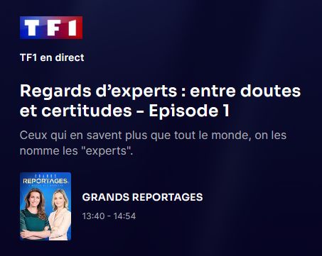 Début de la série télévisée consacrée aux experts, sur TF1 Grands Reportages, à laquelle notre Cabinet participe.
