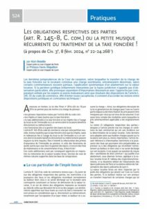 les obligations respectives des parties ou le traitement de la taxe fonciere AJDI Juillet 2024 Philippe Favre Reguillon et Alain Betaille experts Lyon Paris